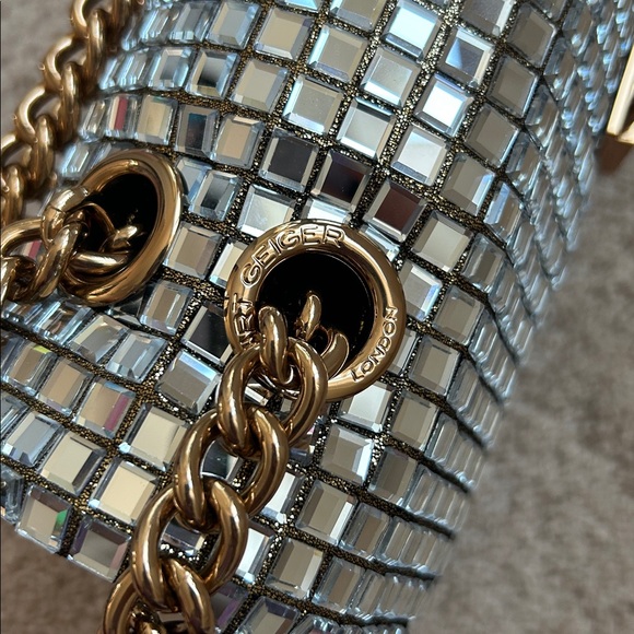 Kurt Geiger Silver Crossbody Bag with Gold Chain - Picture 14 of 14